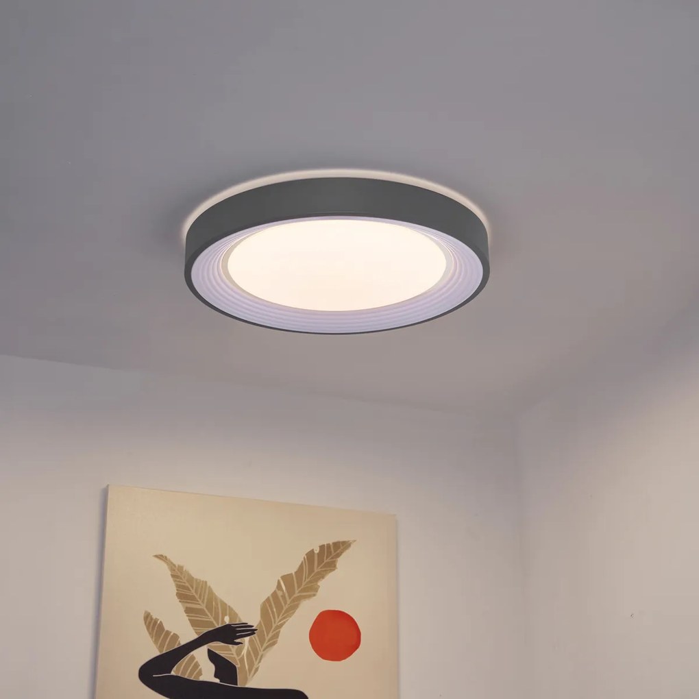 Moderné stropné svietidlo sivé s bielou farbou 48 cm vrátane LED stmievateľné RGB - Kanton