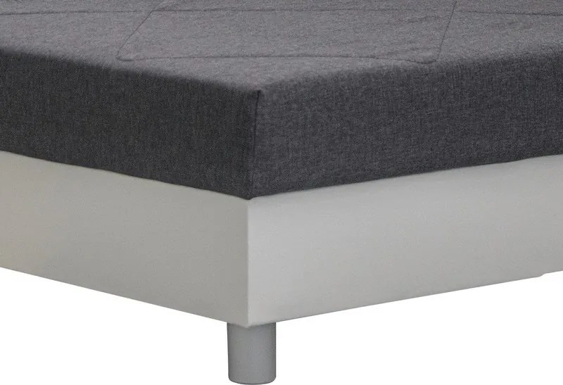 Posteľ Edith 140x200 cm, biela ekokoža/tmavo šedá látka