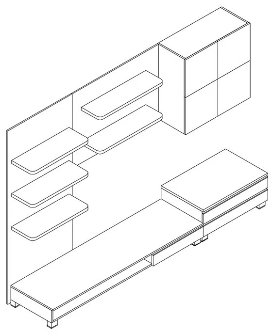 Autronic BONTEC Obývacia stena 300x59x210cm, mdf, hnedá, 9HQ08 Farba: Hnedá