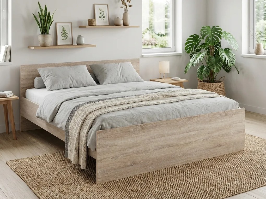 Posteľ ELISA 120 x 200 cm, dub sonoma Rošt: Bez roštu, Matrac: Matrac COCO MAXI 20 cm