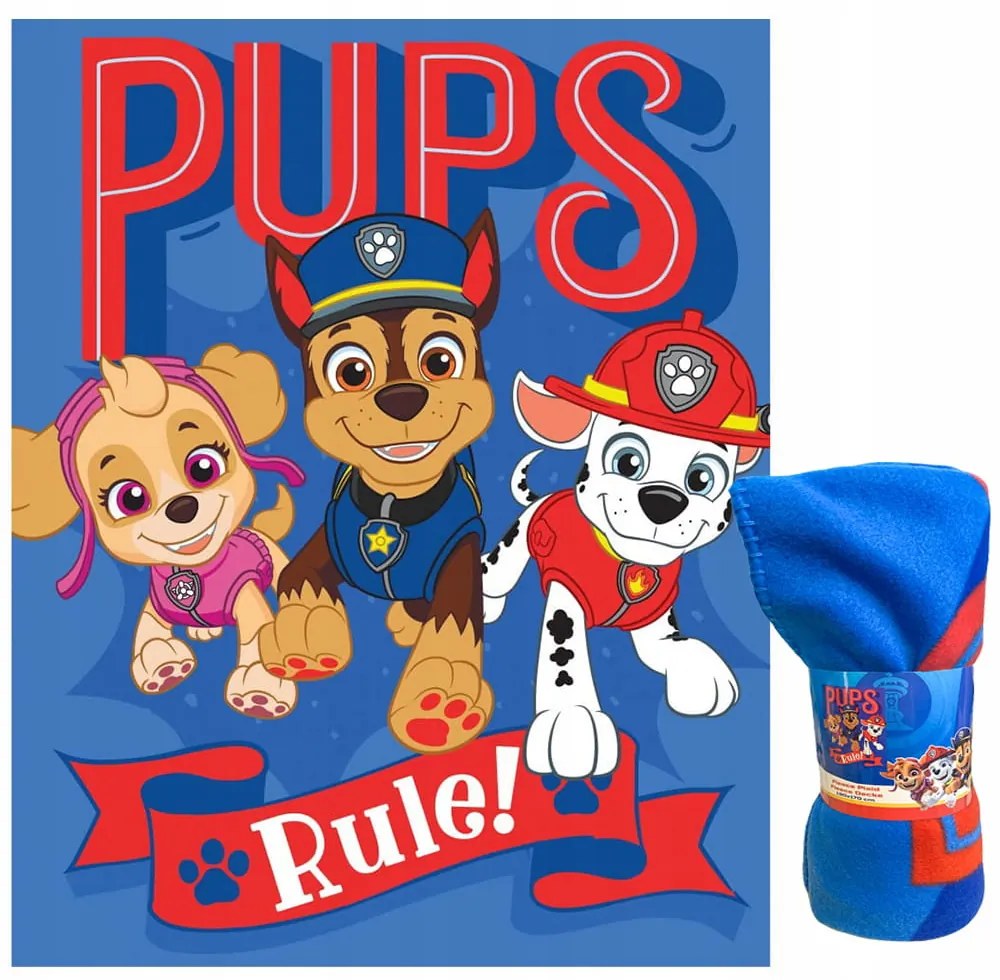 DETSKÁ FLEECOVÁ DEKA PAW PATROL 100X150 CM VZOROVANÁ