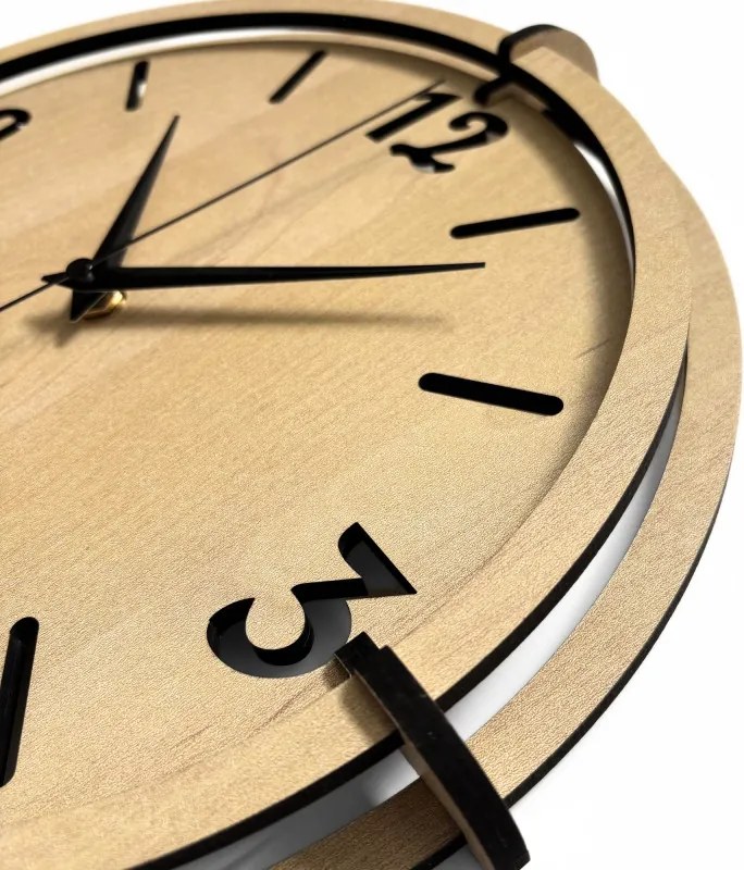Drevené nástenné hodiny s 3D číslami | Moderný dizajn do interiéru | SENTOP HDF0601-MAPLE