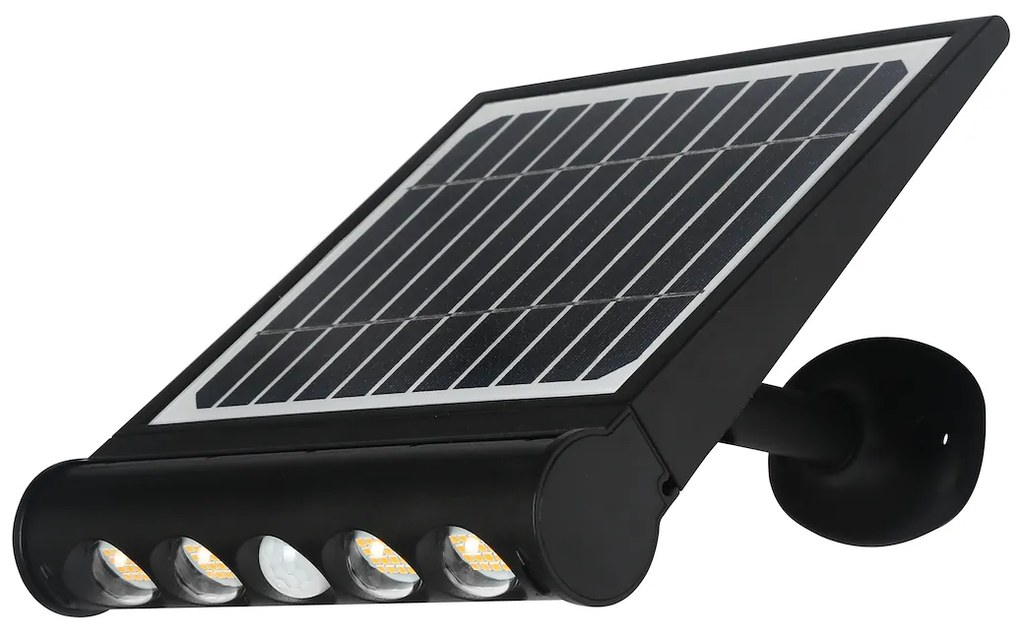 Ecolamp Exteriérové solárne LED svietidlo Talent, 4x LED 8w, čierna, pohybový senzor