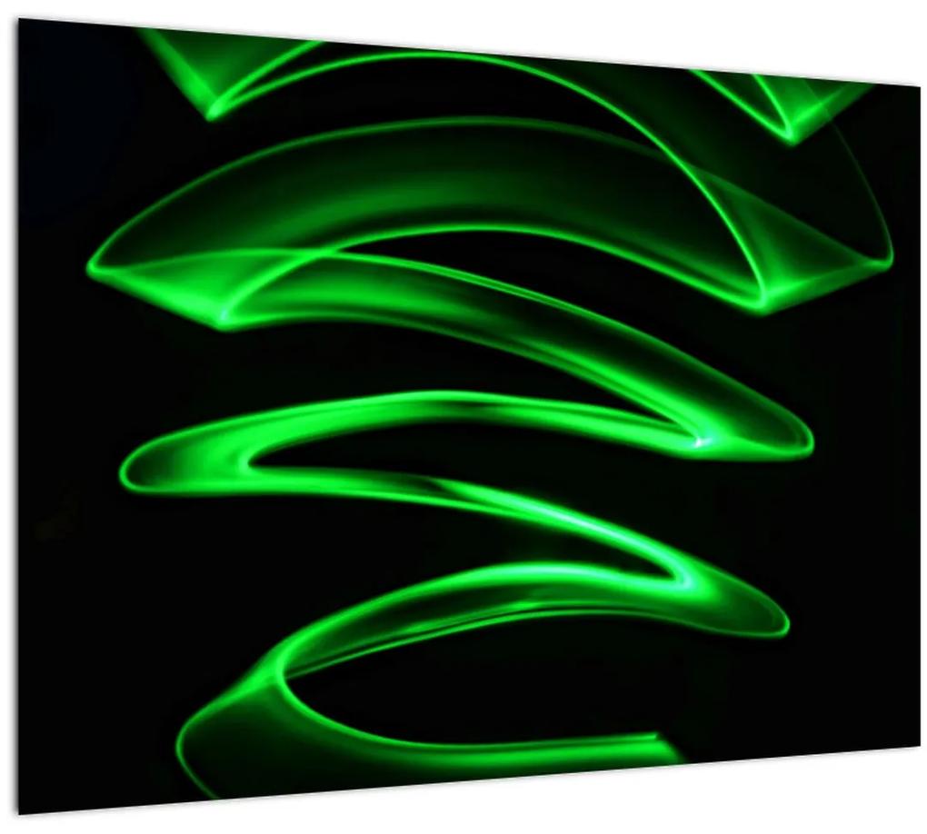 Sklenený obraz - neónové vlny (70x50 cm)