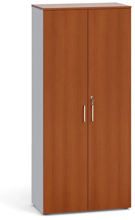 Kancelárska skriňa s dverami, 1781 x 800 x 420 mm, sivá / čerešňa