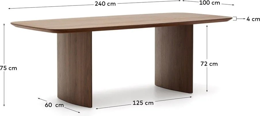 Hnedý jedálenský stôl v dekore orecha 100x240 cm Litto – Kave Home