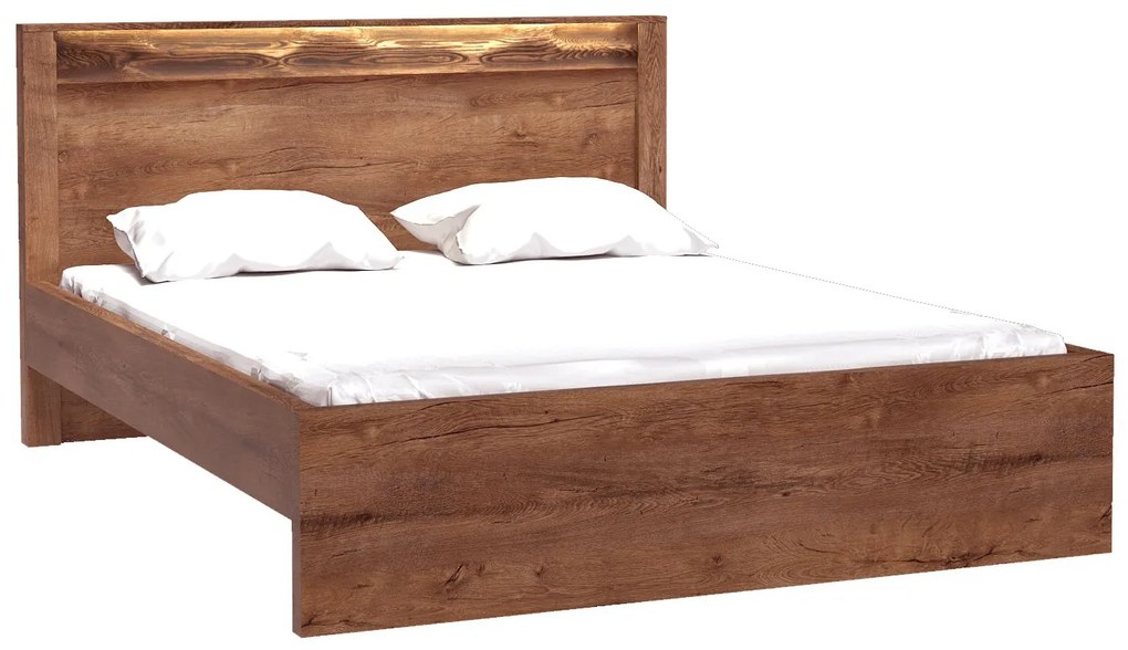 Manželská posteľ 160 cm Indie 19 (s LED osvetlením) (s roštom) (jaseň svetlý). Akcia -20%. Vlastná spoľahlivá doprava až k Vám domov. 1057805