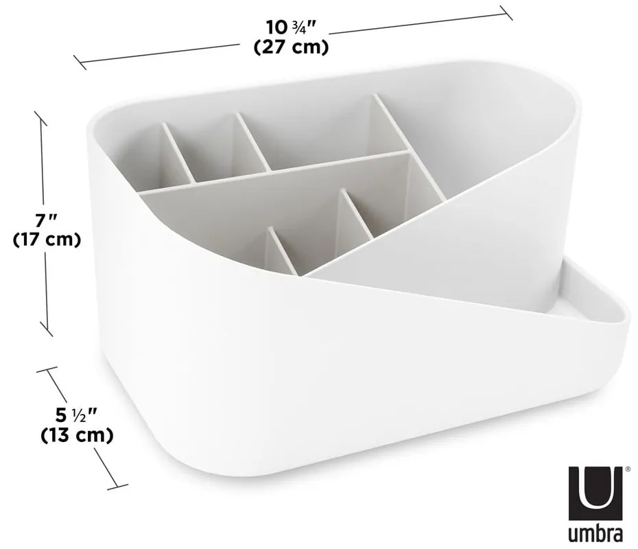 Biely plastový kúpeľňový organizér na kozmetiku Glam – Umbra