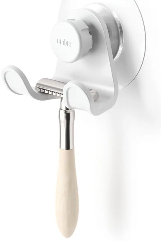 Biely samodržiaci háčik z recyklovaného plastu Flex Adhesive – Umbra