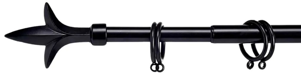 Čierna kovová garniža VALANCE TRIDE 120-210 cm