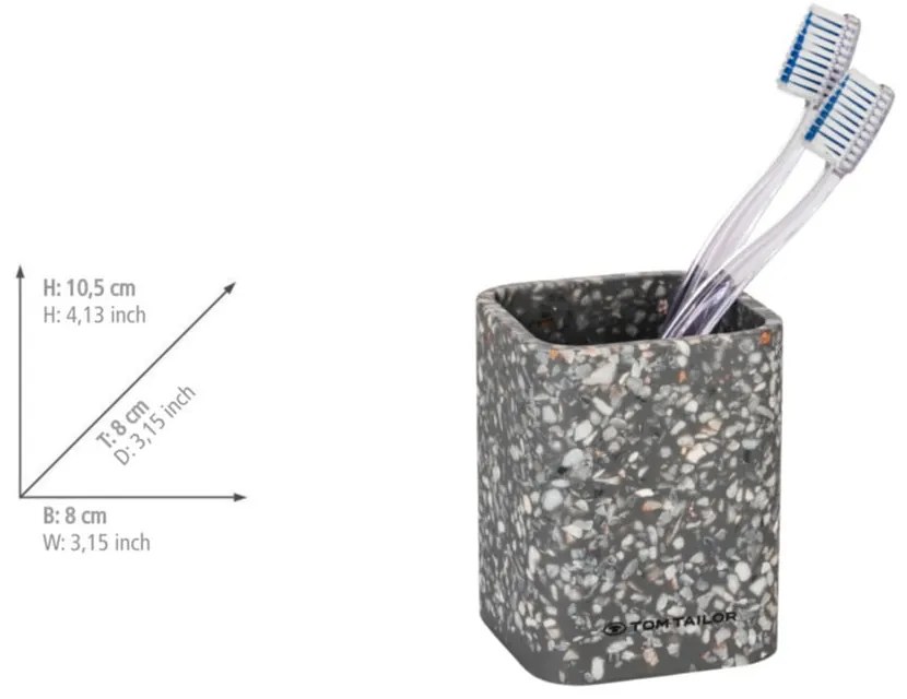 Sivý téglik na zubné kefky z polyresínu Tom Tailor T-Terrazzo – Wenko