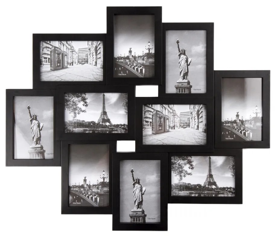 Fotorámček Sultan na 10 fotografií 10 x 15 cm, čierna, 49 x 59 cm