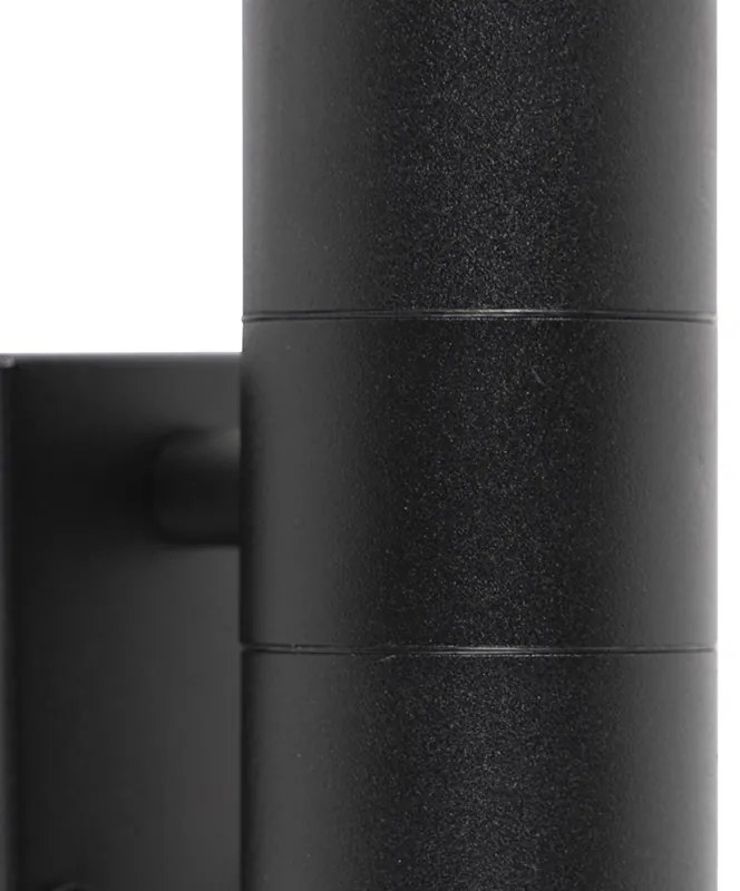 Vonkajšia nástenná lampa čierna 2-svetlá s pohybovým senzorom IP44 - Duo