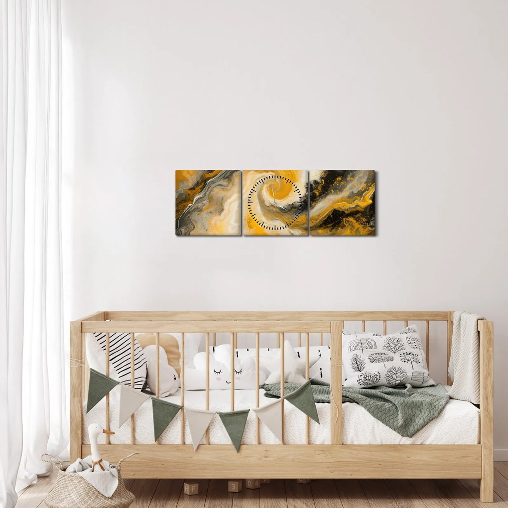 Obraz - Špirálna abstrakcia (s hodinami) (90x30 cm)