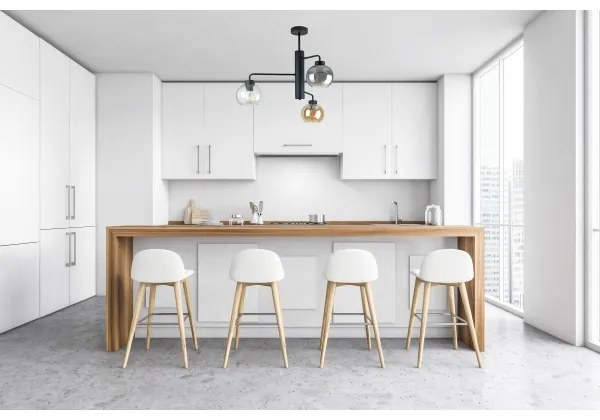 Luster na tyči FLEX 3xE27/60W/230V čierna/dymová čierna/dymová béžová/číra