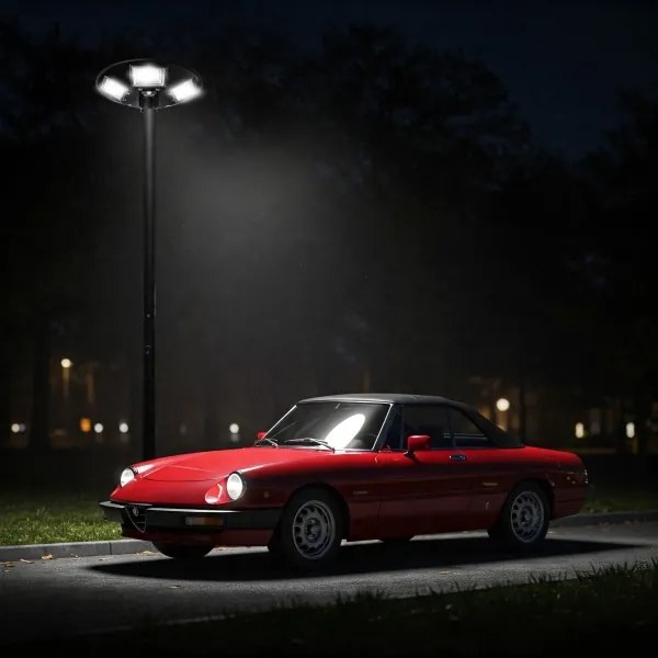 LED solárna pouličná lampa so snímačom, 22 W, 6 V, 6500 K, IP65, čierna, s diaľkovým ovládaním