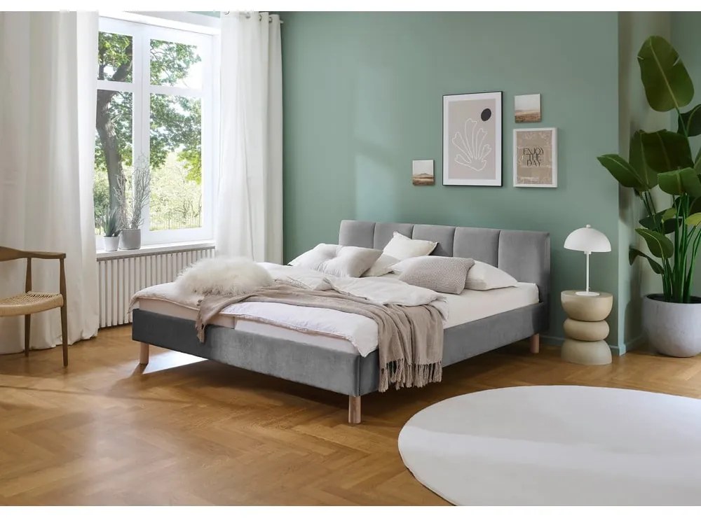 Sivá čalúnená dvojlôžková posteľ bez roštu 180x200 cm Joker – Meise Möbel