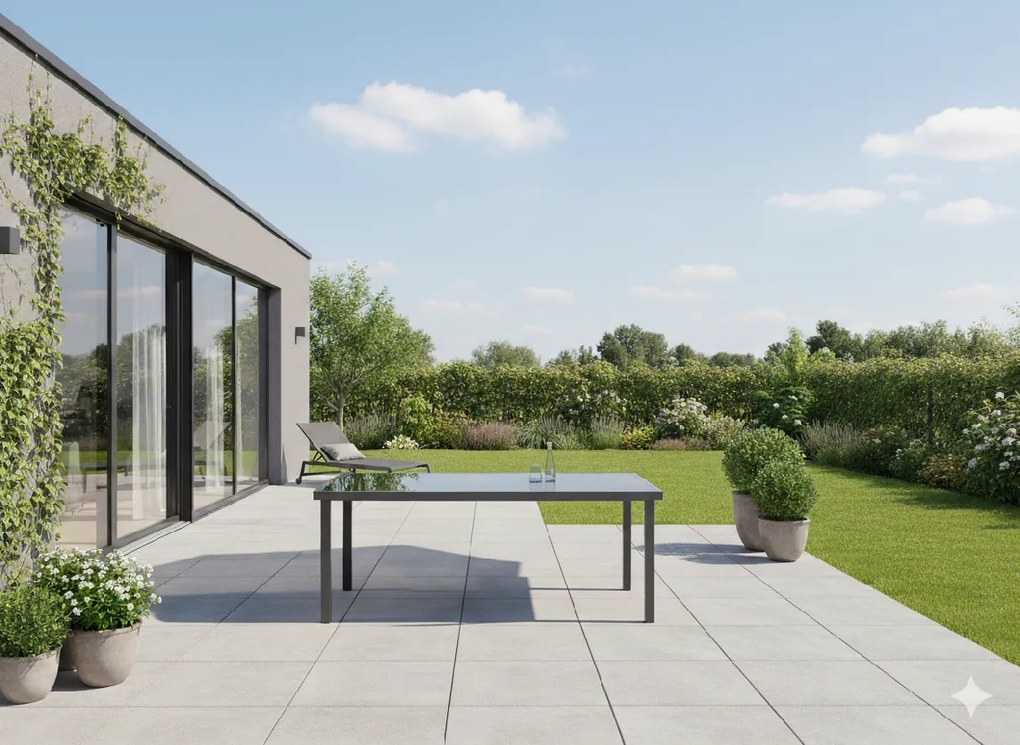 CH Záhradný hliníkový stôl so sklenenou doskou Sten