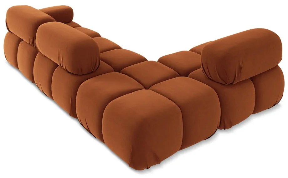 Oranžová zamatová modulárna rohová pohovka (ľavý roh) Lokua – Makamii