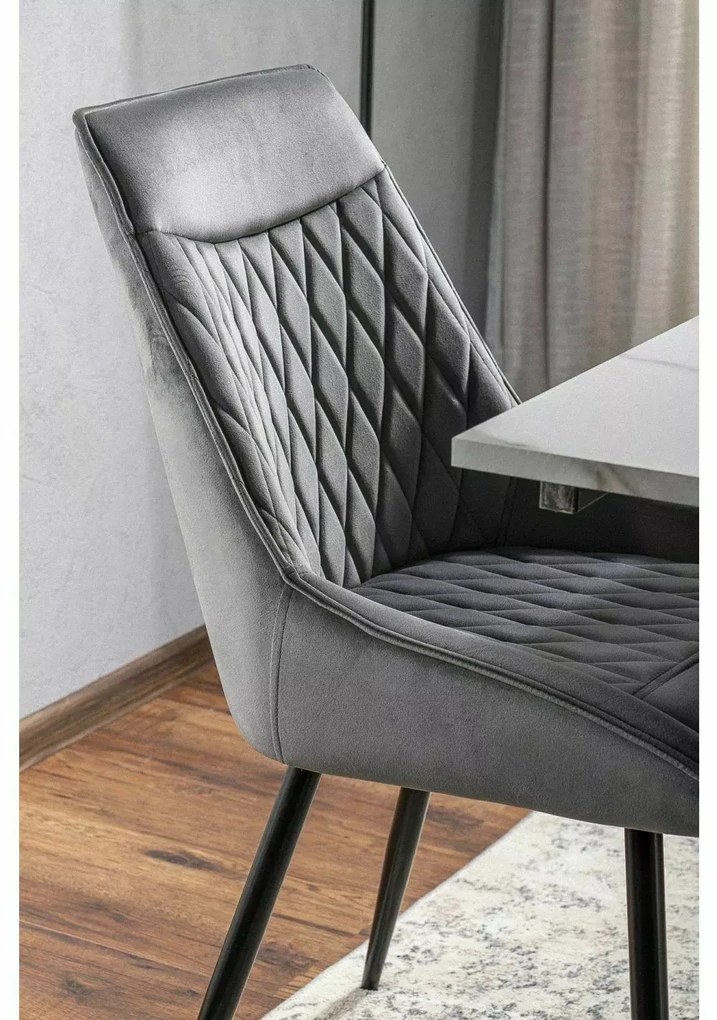 Sametová jídelní židle Agat šedá