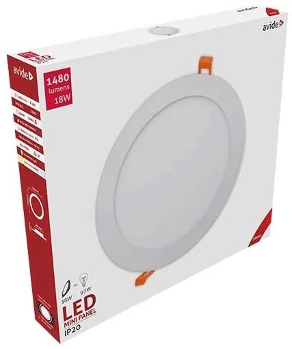 AVIDE Zápustný LED panel, 18W, teplá biela, 22cm, okrúhly, biely