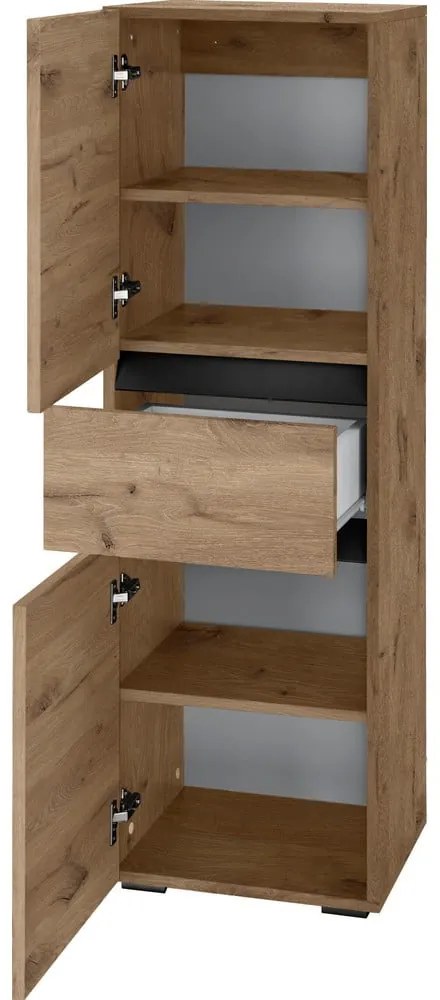 Vysoká úzka kúpeľňová skrinka v dekore duba v prírodnej farbe 38x130 cm Wisla – Støraa