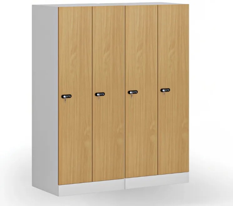 Šatníková skrinka S1 znížená, 2 oddiely, 1500 x 600 x 500 mm, demont, mechanický kódový zámok, laminované dvere, dub prírodný