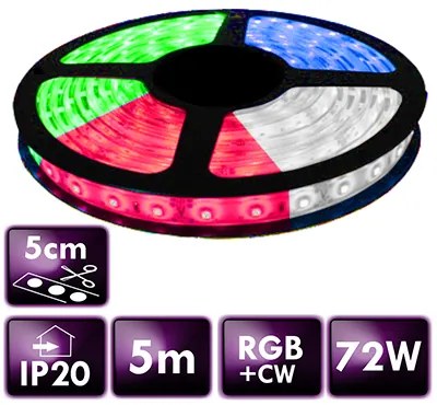 BERGE LED pásek - SMD 5050 - RGB+CW - 5 m - 60 LED/m - 14,4 W/m - IP20