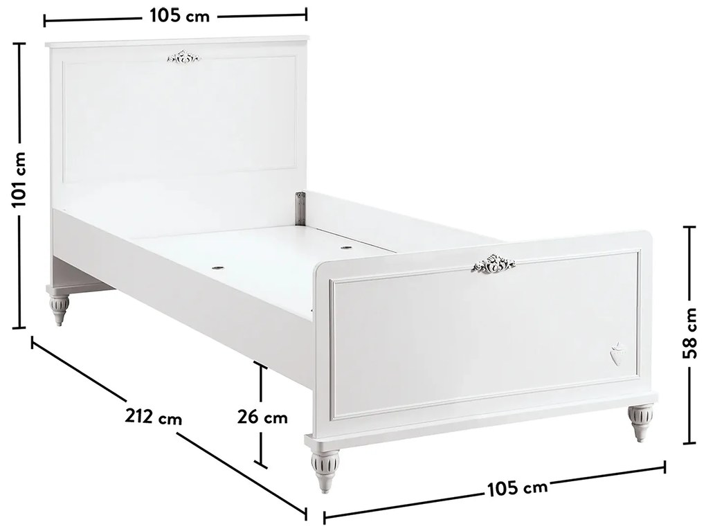 Detská posteľ 100x200cm Ema - biela