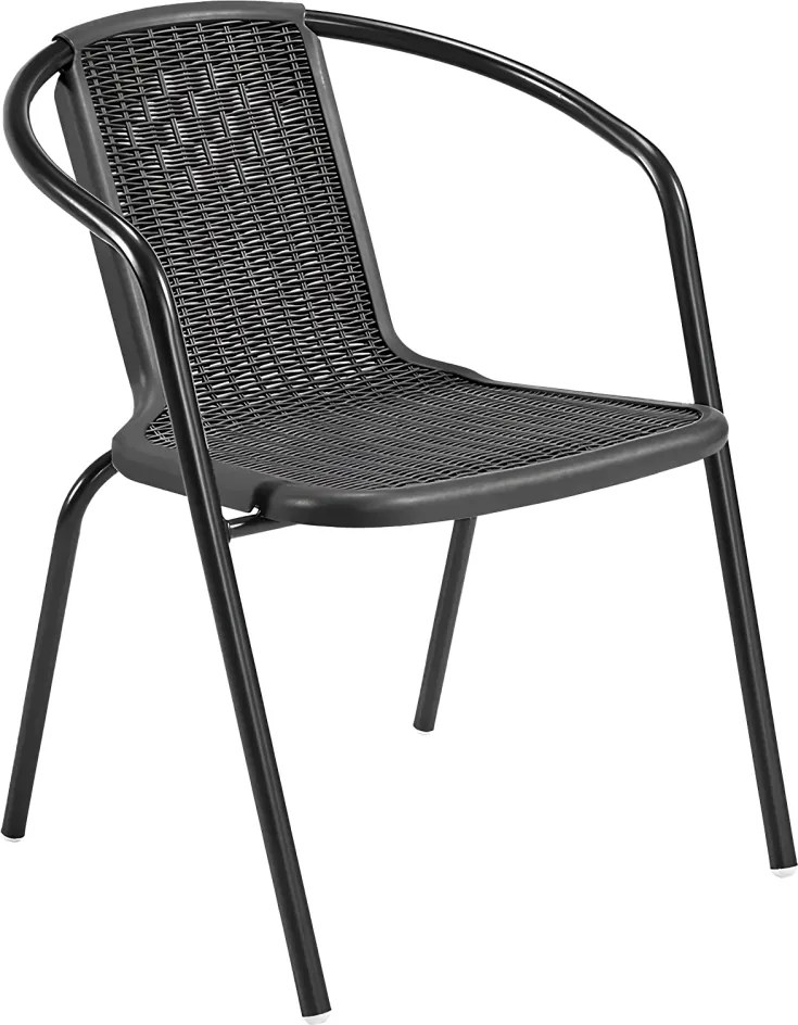 Záhradná stohovateľná stolička, čierna, oceľ/plast, FRENY