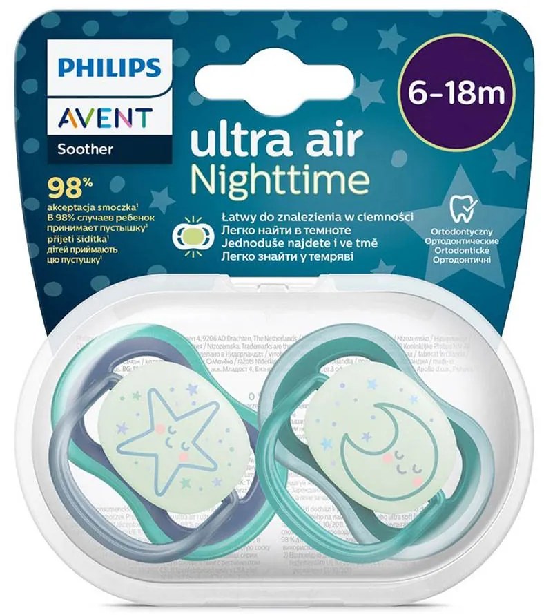 Dojčenský cumlík Ultra air Night Avent 6-18 mesiacov - 2 ks chlapec