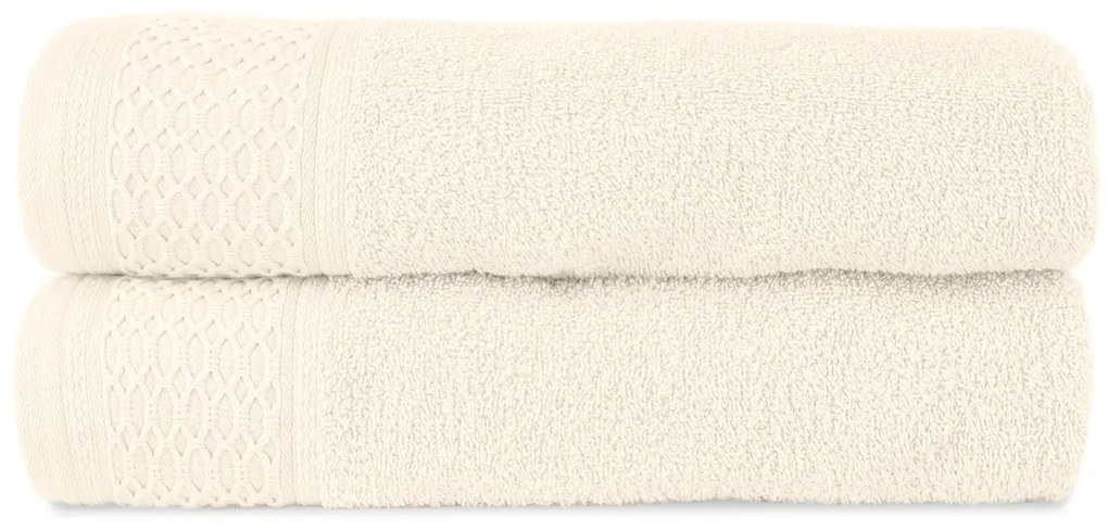 BAVLNENÉ UTERÁKY SOLANO SADA 1 KS 50X90 CM, 1 KS 70X140 CM KRÉMOVÁ