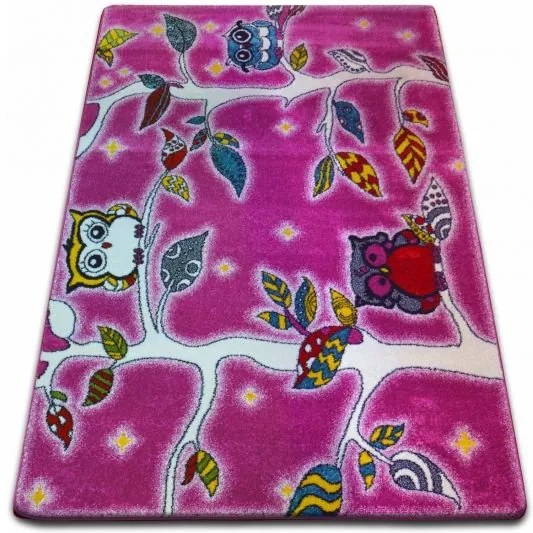 MAXMAX Detský koberec KIDS Sovičkový les - ružový