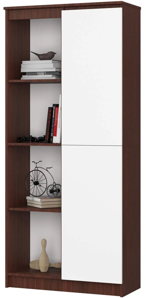 Regál Rexa 80 cm 1 skrinka a 4 police wenge/biela