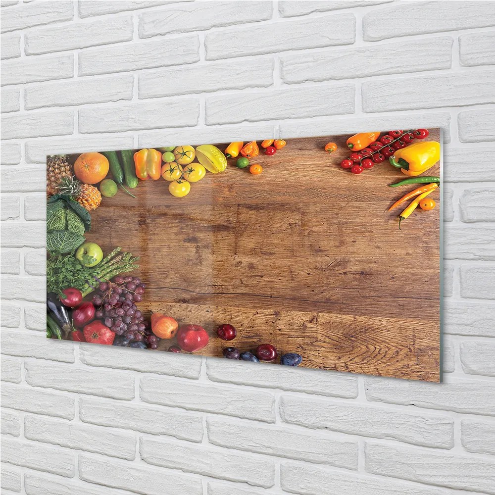 Sklenený obklad do kuchyne Board špargľa ananás jablko 125x50 cm