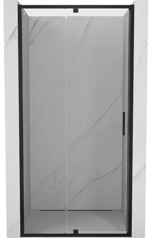 Mexen Exo, 1-krídlové dvere do otvoru 120x200 cm, 6mm číre sklo, čierny profil, 819-120-000-70-00