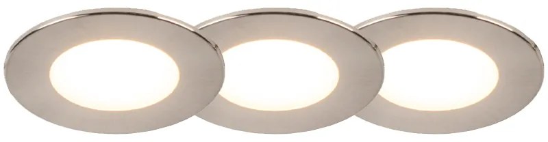 Sada 3 zapustených bodových svetiel okrúhlych oceľových vrátane LED IP65 - Simply