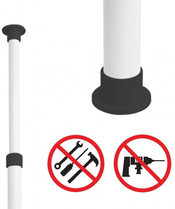 Erga Scopic, rohová teleskopická sprchová tyč 4 policová XL, biela matná, ERG-YKA-CH.SCOPIC-XL-WHT