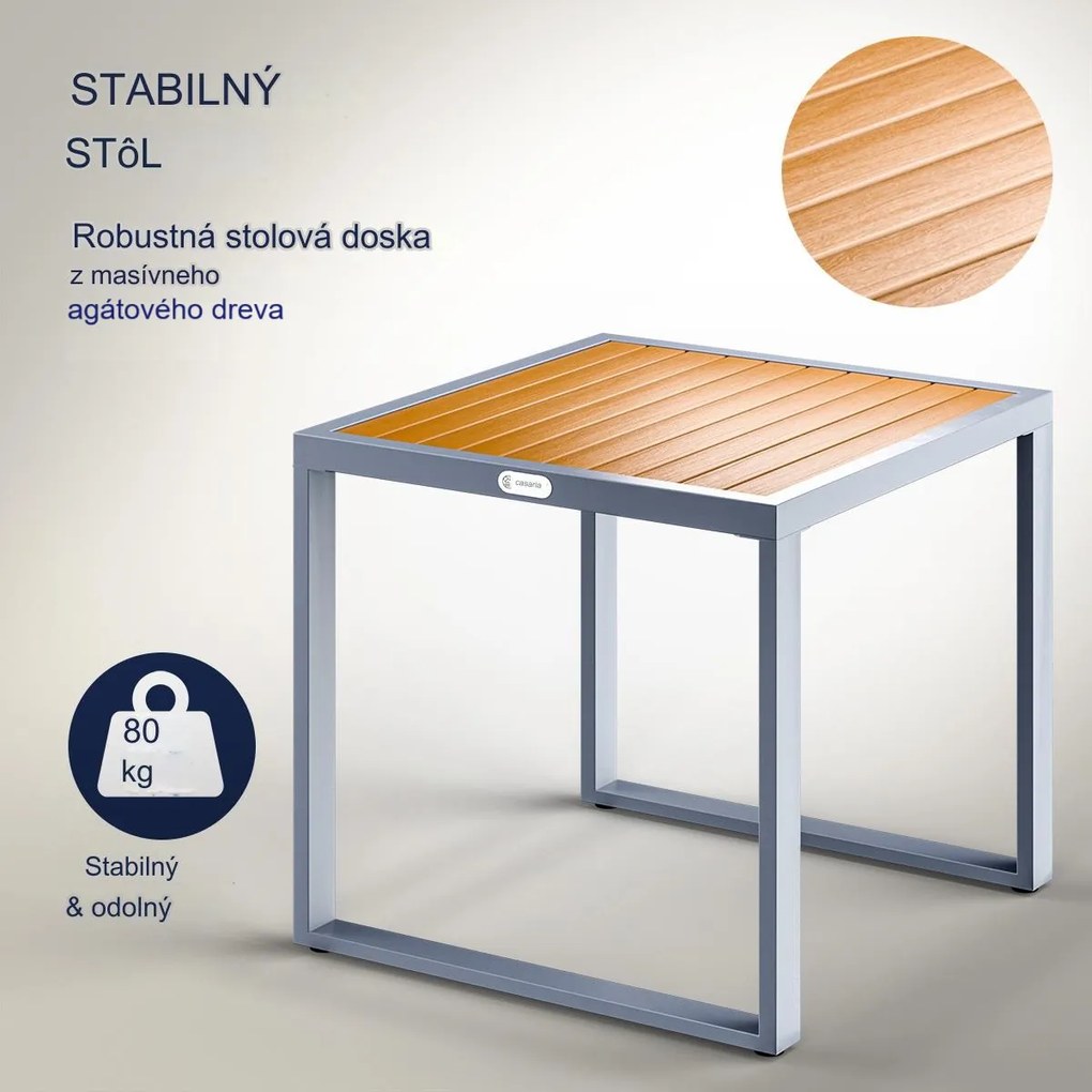 InternetovaZahrada Ratanový balkónový set 1+2 - šedá/drevo