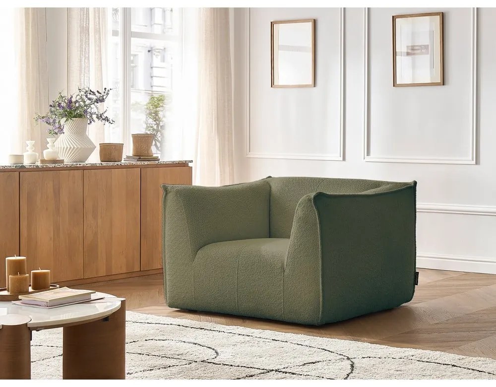 Zelené kreslo z textílie buklé Giorgia – Bobochic Paris