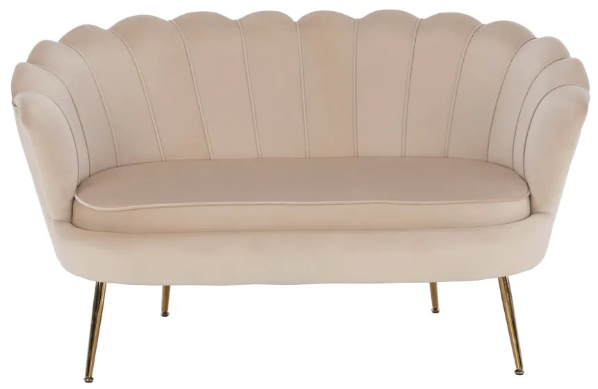 Lavica v štýle Art-deco, béžová Velvet látka/gold chróm-zlatý, NOBLIN