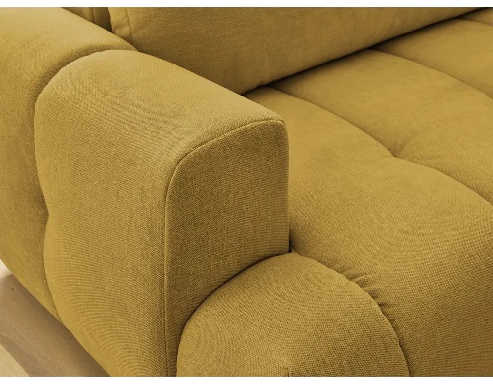 Rozkladacia/s úložným priestorom rohová pohovka v horčicovej farbe (pravý roh/do L) Fuji – Bobochic Paris