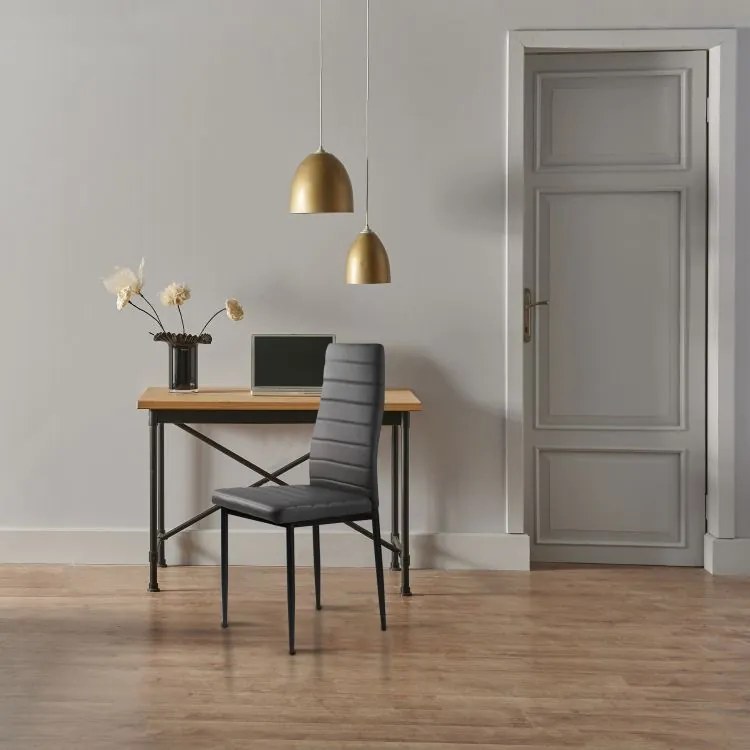 Súprava 4 stoličiek do obývačky a jedálne s koženkou Eco-Leather, ergonomické operadlo, sivá