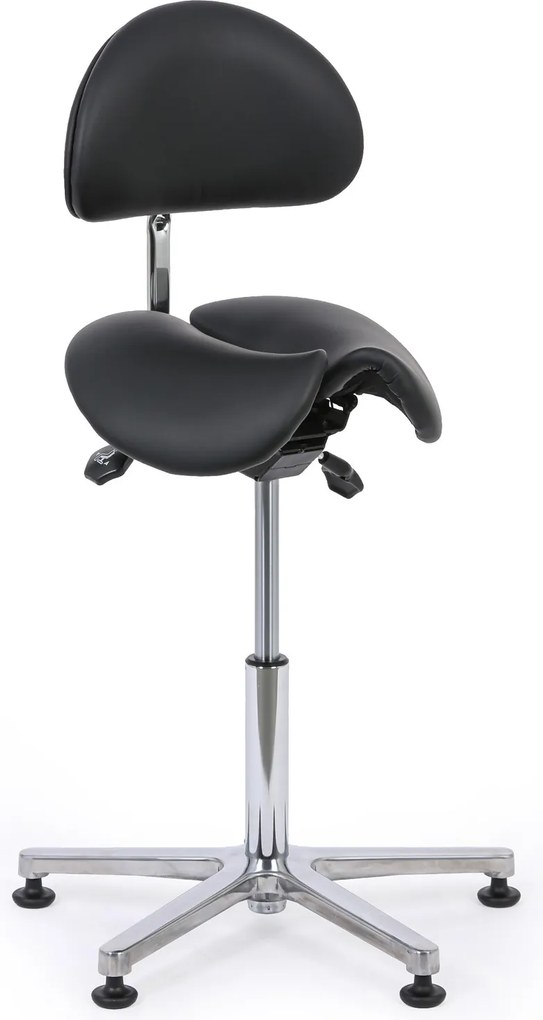 Pracovná stolička s operadlom ARDO, sedák v tvare sedla, s klzákmi, čierna