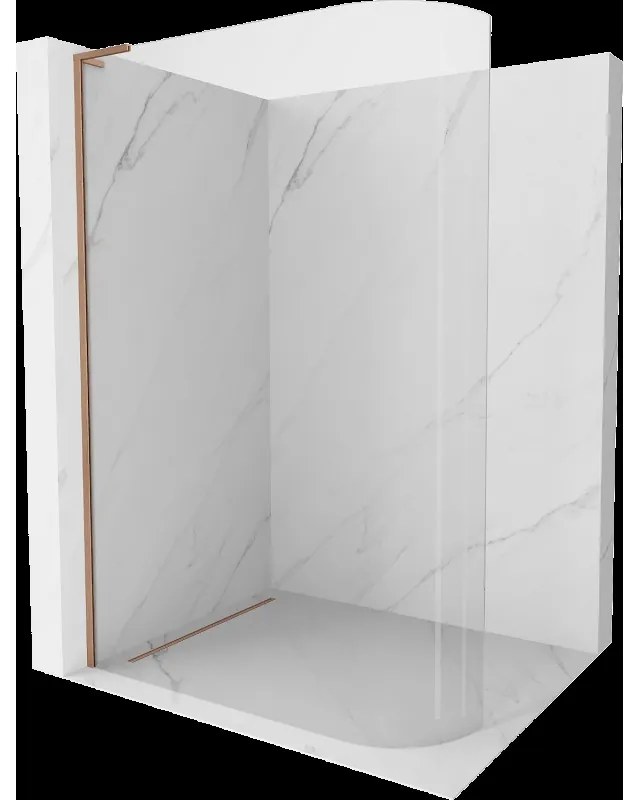 Mexen Kioto L sprchová stena zaoblená Walk-in 100 x 200 cm, priehľadná, kartáčovaný meď - 800-100-103-65-06