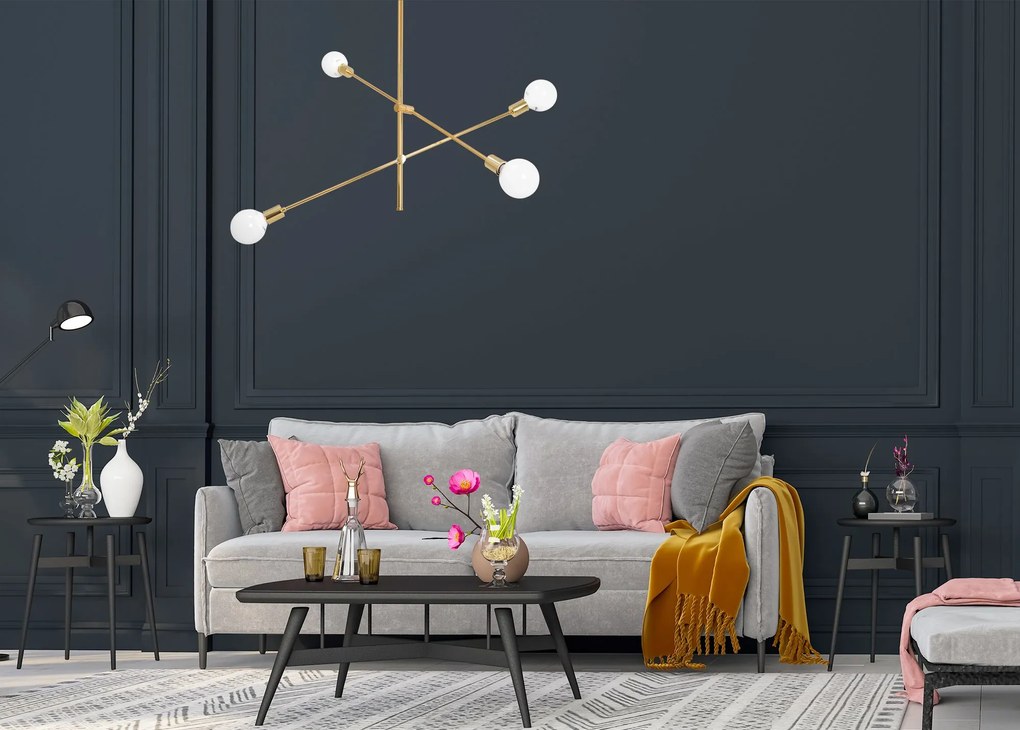 Toolight - Nastaviteľná stropná lampa dvojramenná 4xE27 60W APP479-4C, zlatá, OSW-00611