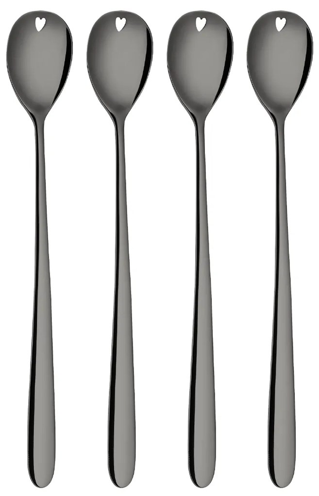 Latté lyžičky so srdiečkom sivé 4 ks set – Love Cutlery - 116627