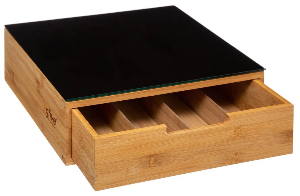 Krabička na kapsle do kávy Modern bambus/černá
