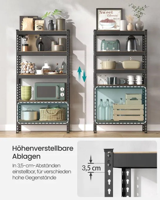 Regál 75x155x30 cm GLR300B01 čierny