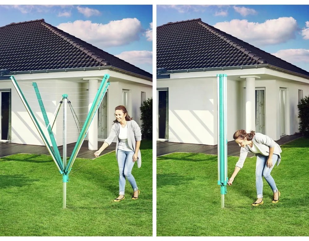 Vonkajší sušiak na bielizeň v striebornej farbe 60 m Linomatic 600 Deluxe Cover – LEIFHEIT